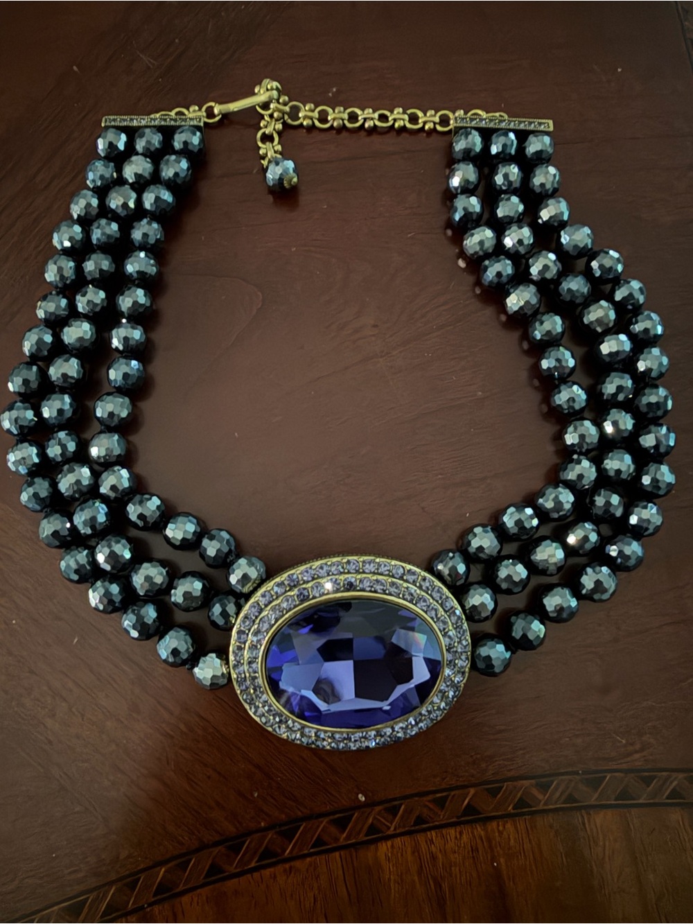 Heidi Daus Montana Crystal Triple Strand Choker Statement Necklace